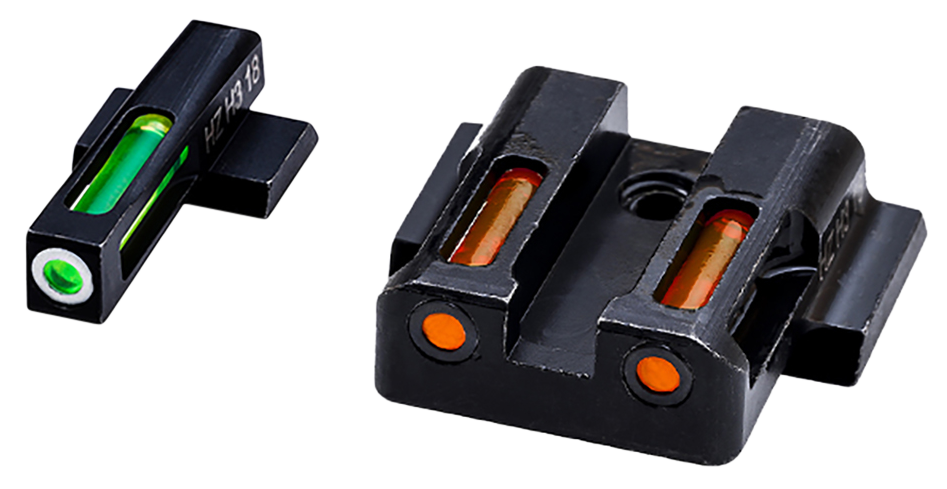 HiViz MPSN421 LiteWave H3 Tritium/LitePipe S&W M&P Shield Sight SetBlack | Green Tritium with White Outline Front Sight Orange Fiber Optic Rear Sight