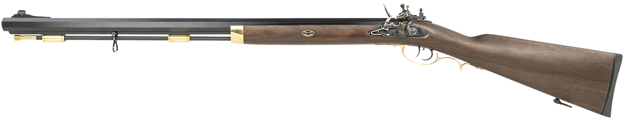 Taylors & Company 210112 Hawken Hunter 50 Cal Flintlock 28" Blued Octagon Barrel, Color Case Hardened Rec, Brass Accents, Fixed Walnut Stock, Double Set Trigger, Adjustable Ghost Ring Sight, Microcell Butt-Pad (Left Hand)