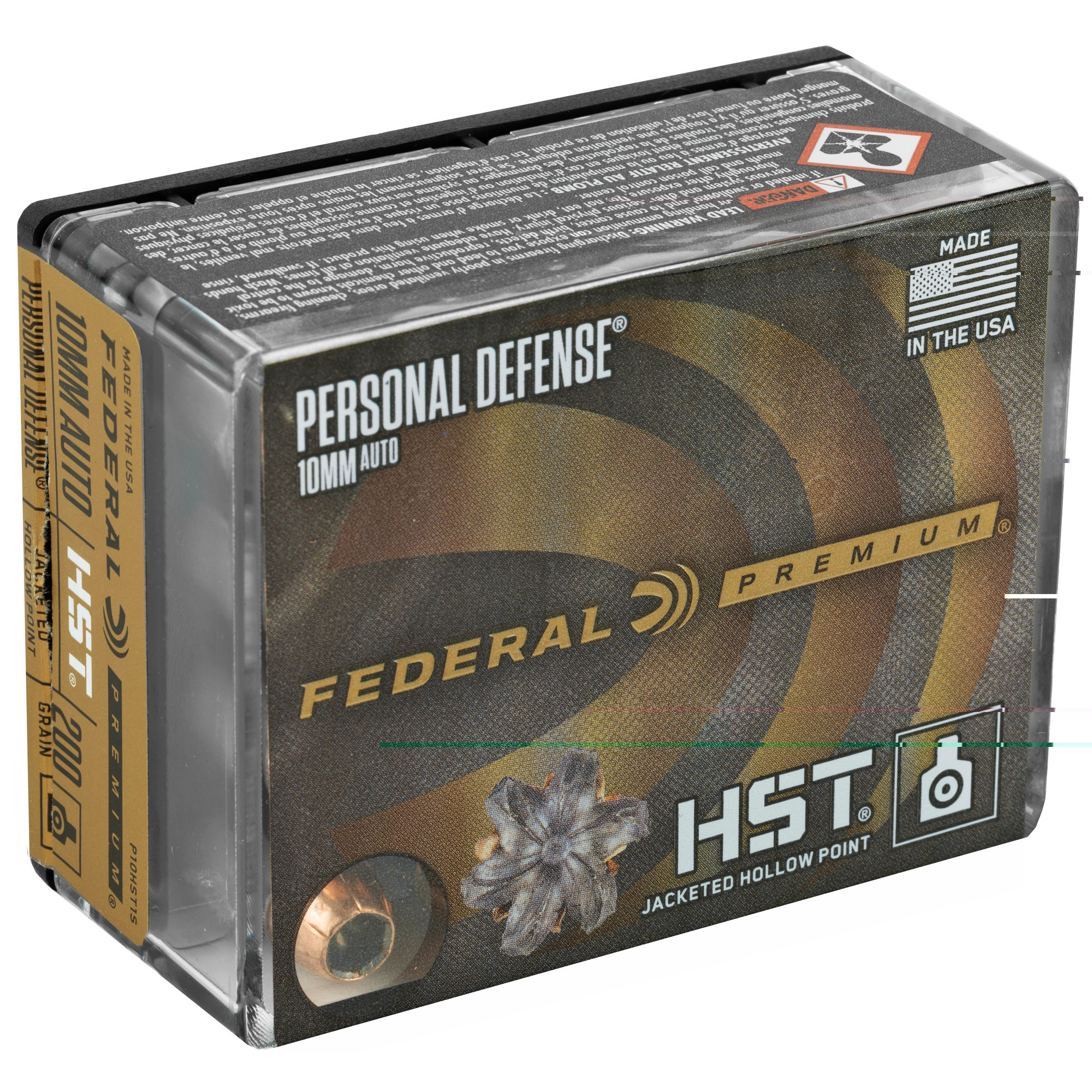 Federal Premium Personal Defense Ammunition 10mm Auto 200 Grain HST Jacketed Hollow Point 20RD