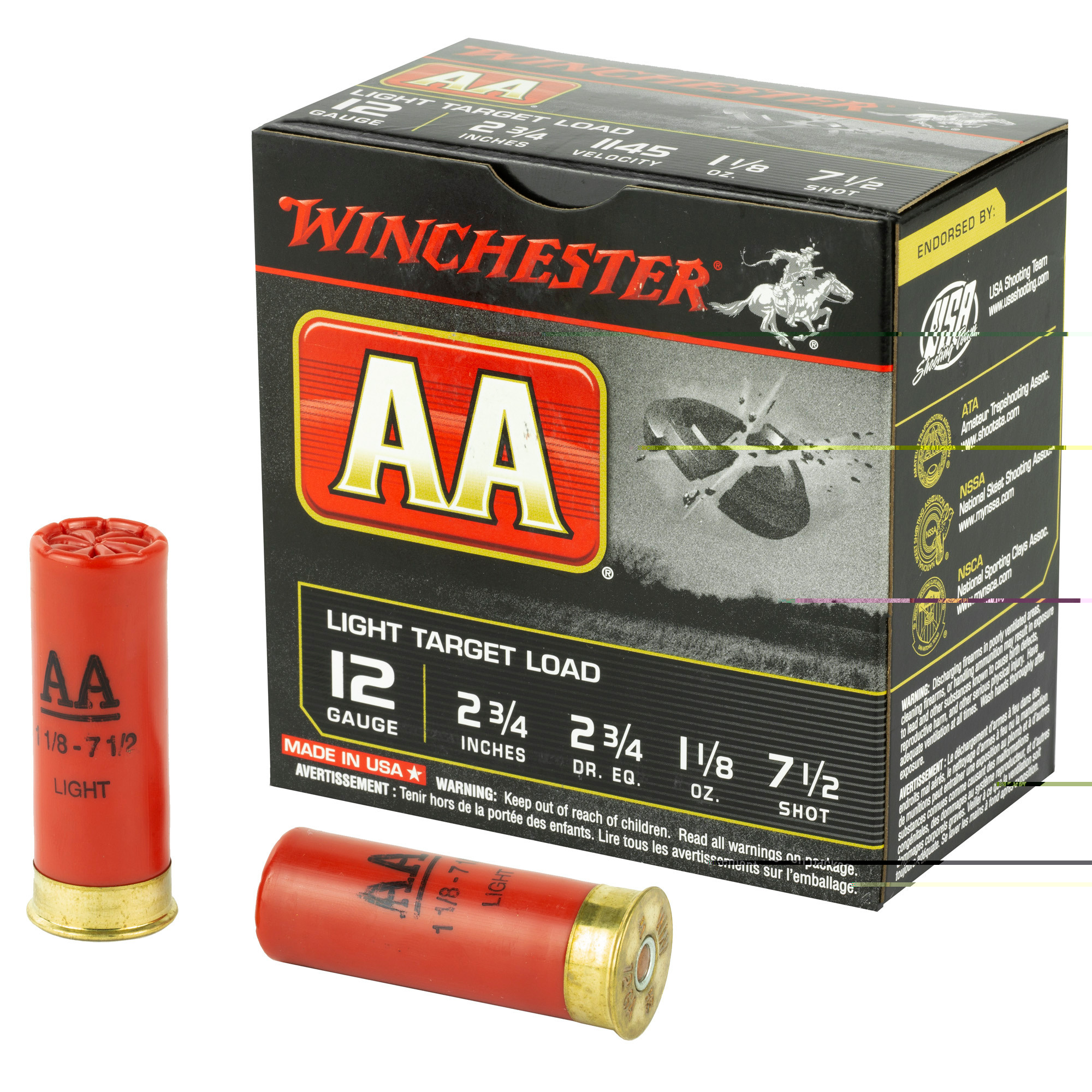 Winchester Ammo AA127 AA Light Target 12 Gauge 2.75" 1 1/8 oz 1145 fps 7.5 Shot 25ea
