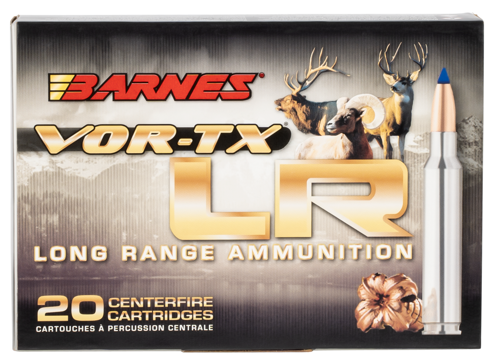 Barnes VOR-TX Long Range Ammunition 338 Remington Ultra Magnum 250 Grain LRX Polymer Tipped Boat Tail Lead-Free 20RD