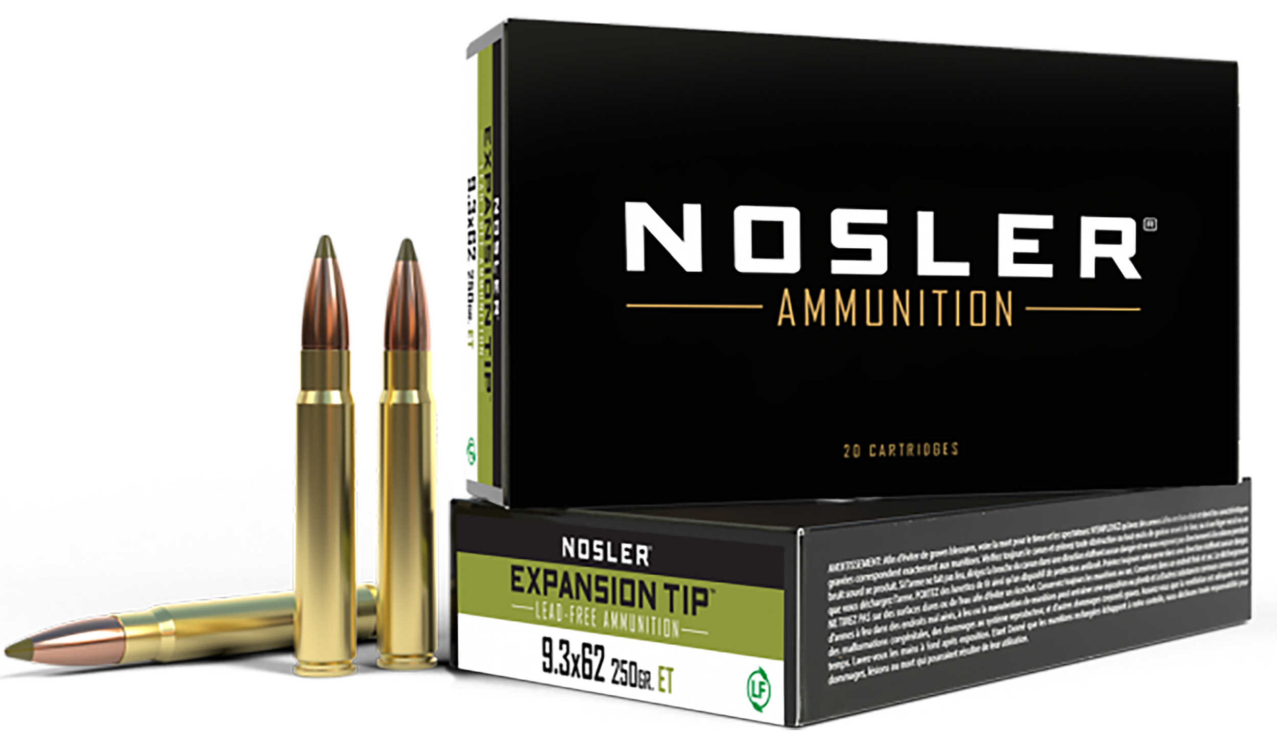 Nosler 40393 E-Tip Hunting 9.3mmx62 Mauser 250 gr E-Tip Lead-Free 20 Per Box/ 10 Cs
