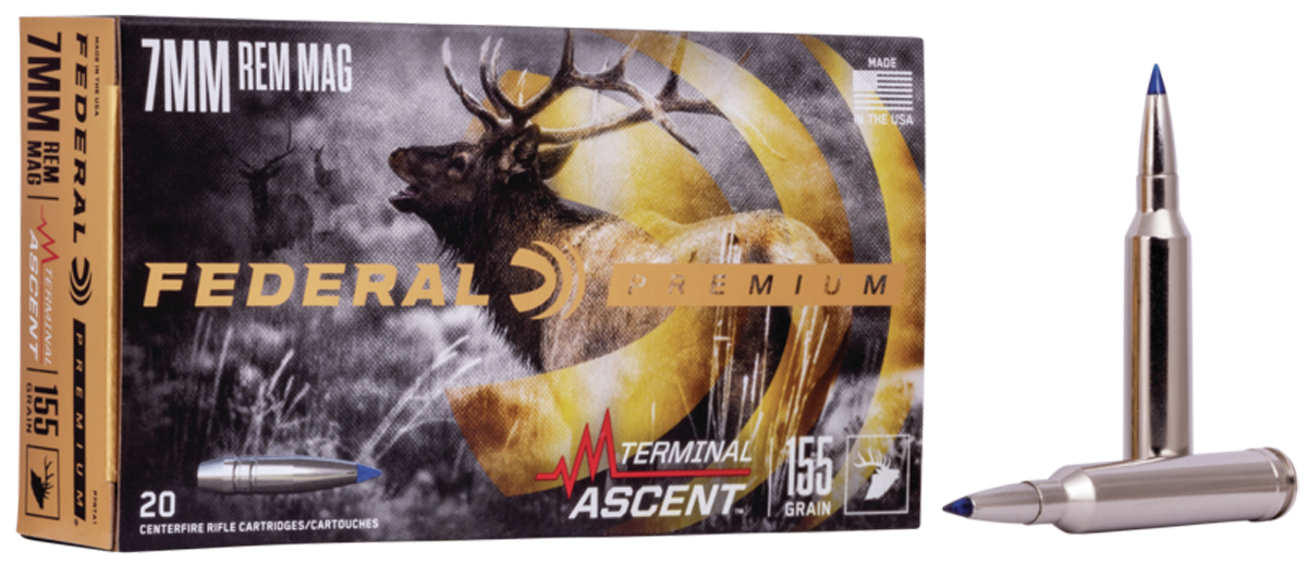 Federal Premium Terminal Ascent Ammunition 7mm Remington Magnum 155 Grain Polymer Tip Bonded Boat Tail 20RD