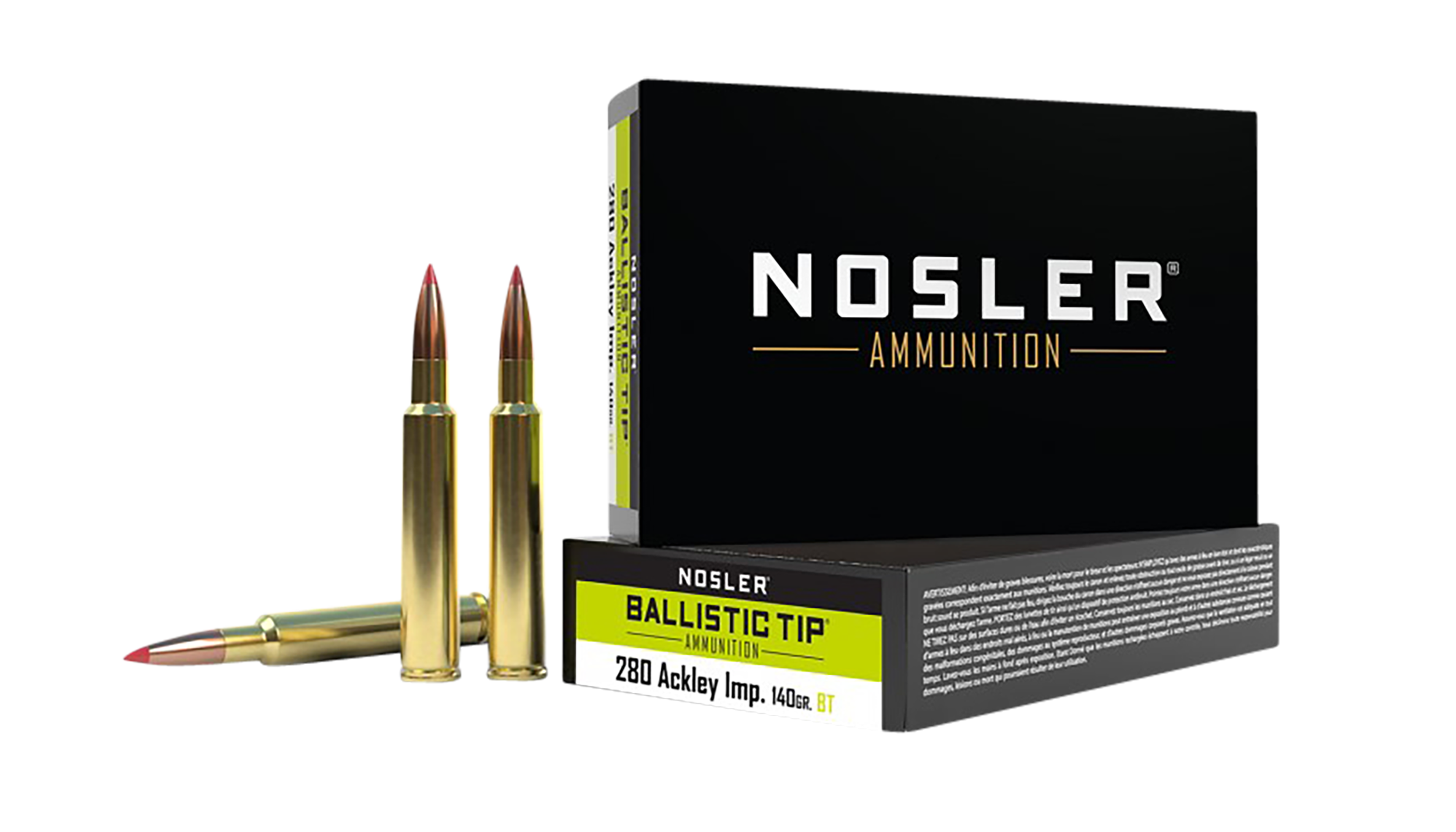 Nosler BT Ammunition 280 Ackley Improved 140 Grain Ballistic Tip 20RD