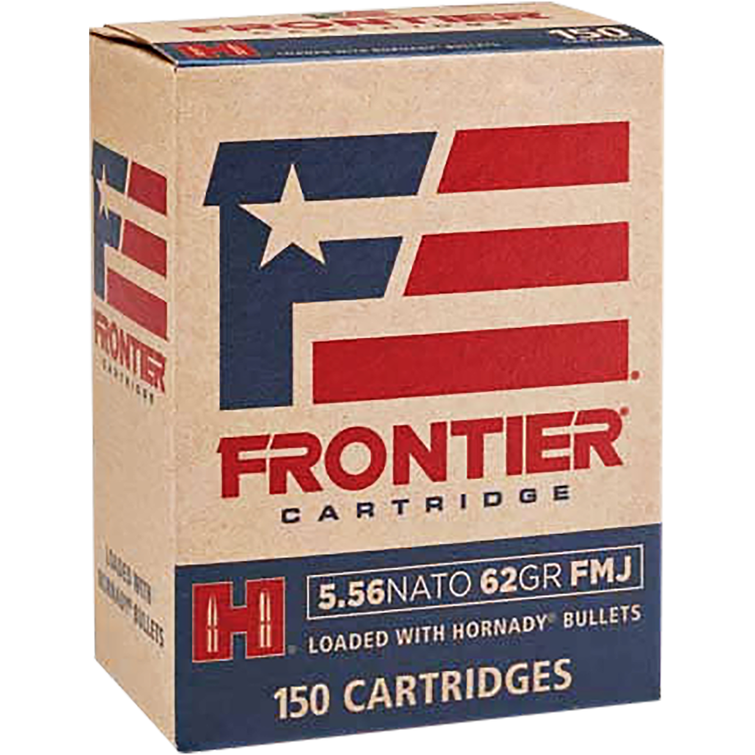 Frontier Cartridge FR2615 Military Grade Centerfire Rifle 5.56x45mm NATO 62 gr FMJ150 Per Box/ 8 Cs