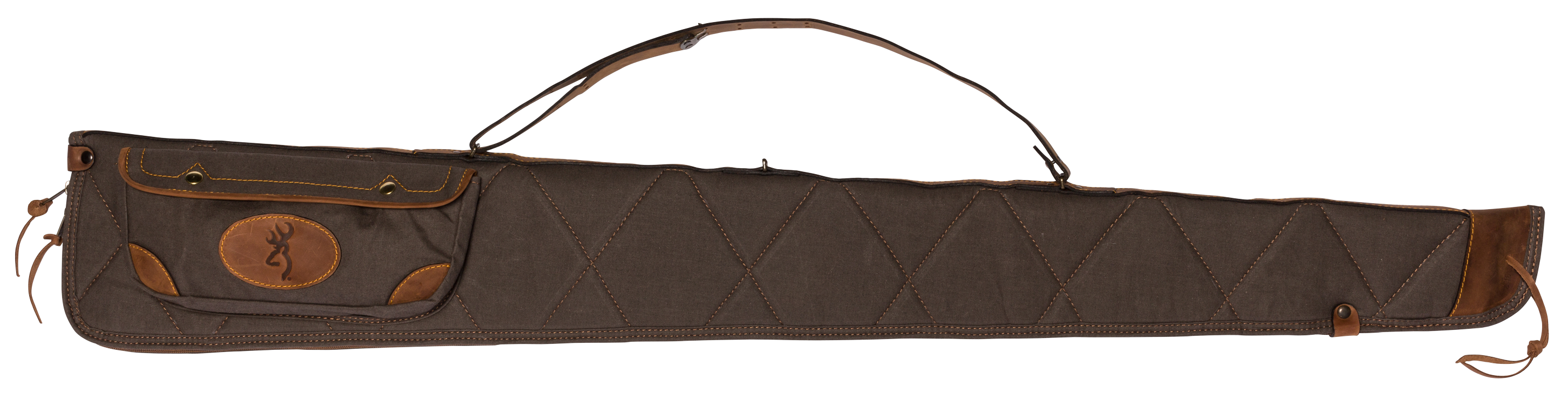 Browning 1413886952 Lona Rifle Case 52" Flint with Brown Trim Canvas with Foam Padding, Double-Pull Zipper & Snap Closure Side Pocket with Cartridge Loops