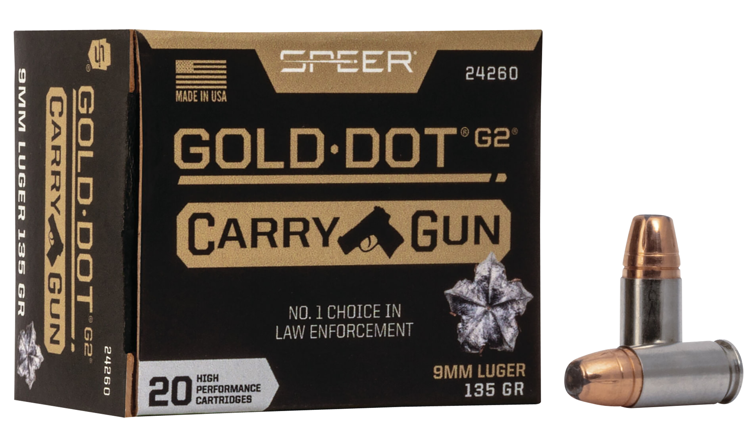Speer Gold Dot Carbine Ammunition 9mm Luger 135 Grain G2 Jacketed Hollow Point Box of 50