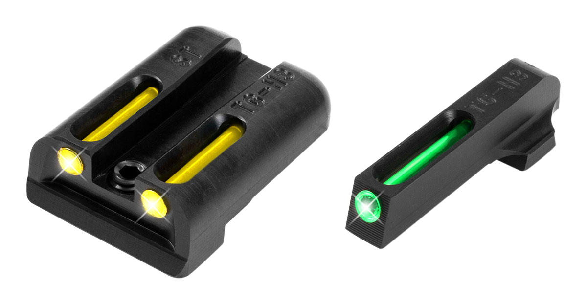 TruGlo TG131ST2Y TFOBlack | Green Tritium & Fiber Optic Front Sight Yellow Tritium & Fiber Optic Rear Sight