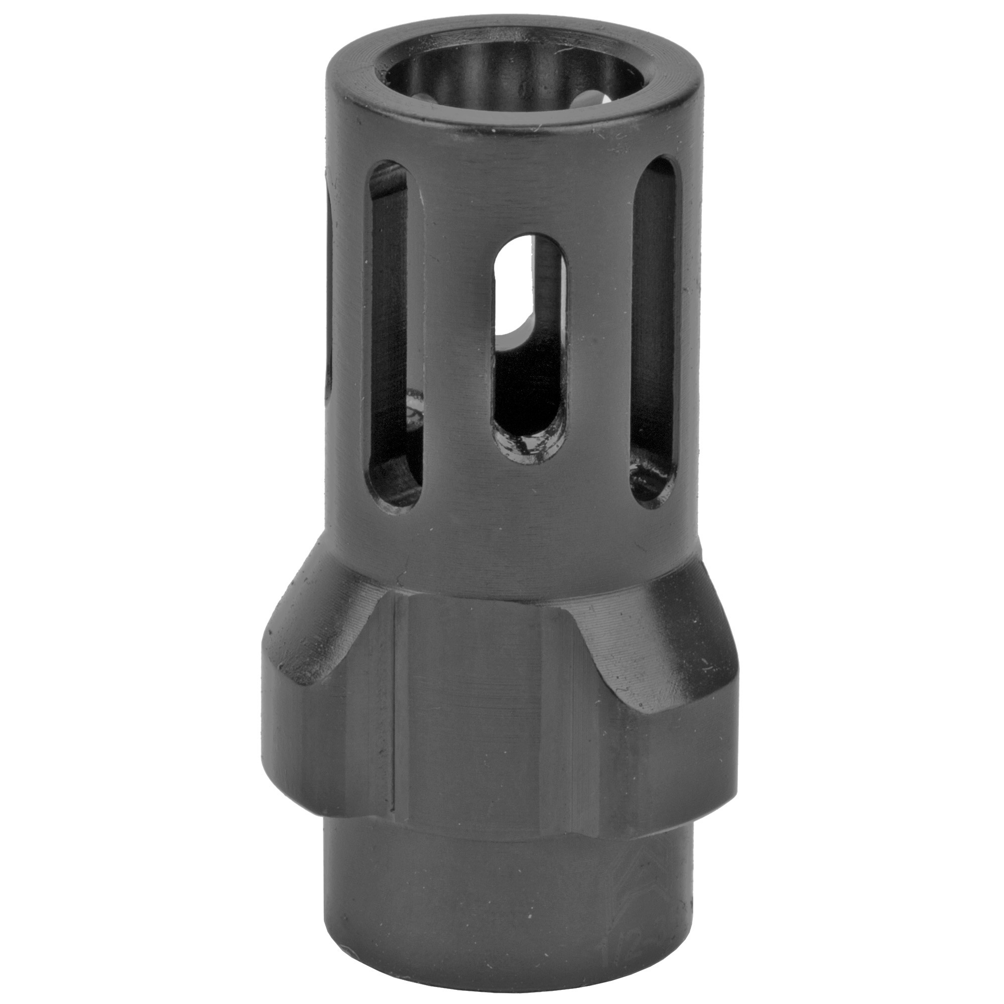 Angstadt Arms AA093LHB36 Flash HiderBlack Hardcoat Anodized Steel with 1/2"-36 tpi Threads 1.42" OAL for 9mm Luger