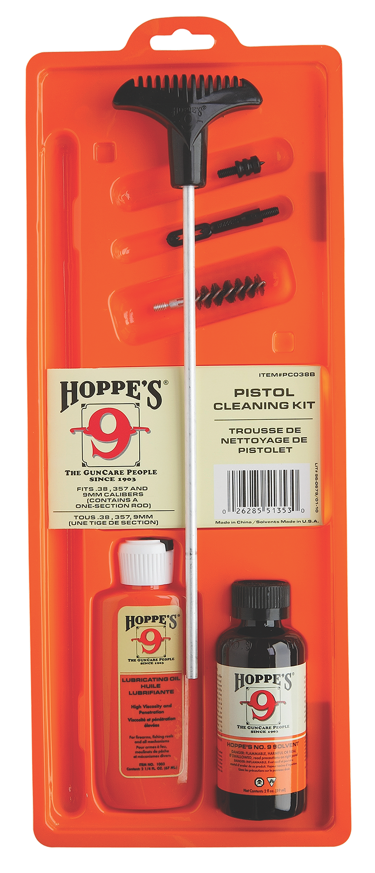 Hoppe's PCO40B Pistol Cleaning Kit 40 Cal / 10mm (Clam Pack)