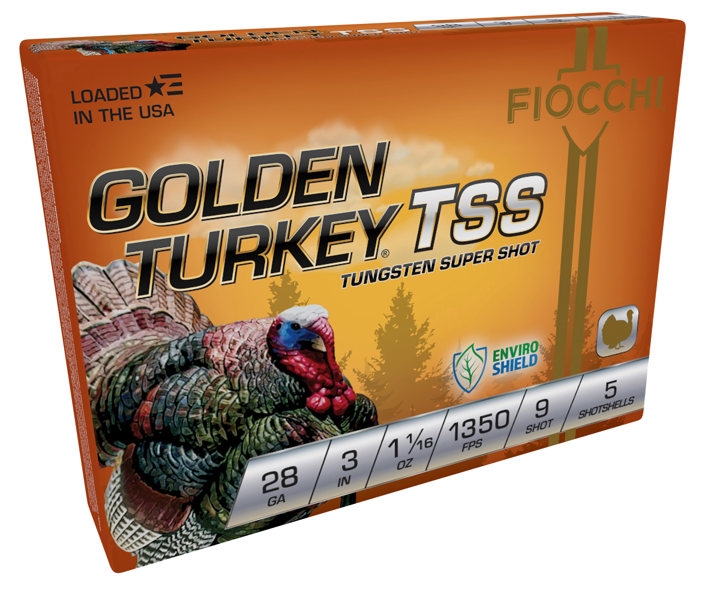Fiocchi 283TSS9 Golden Turkey TSS 28 Gauge 3" 1 1/16 oz 9 Shot 5 Per Box/ 10 Cs