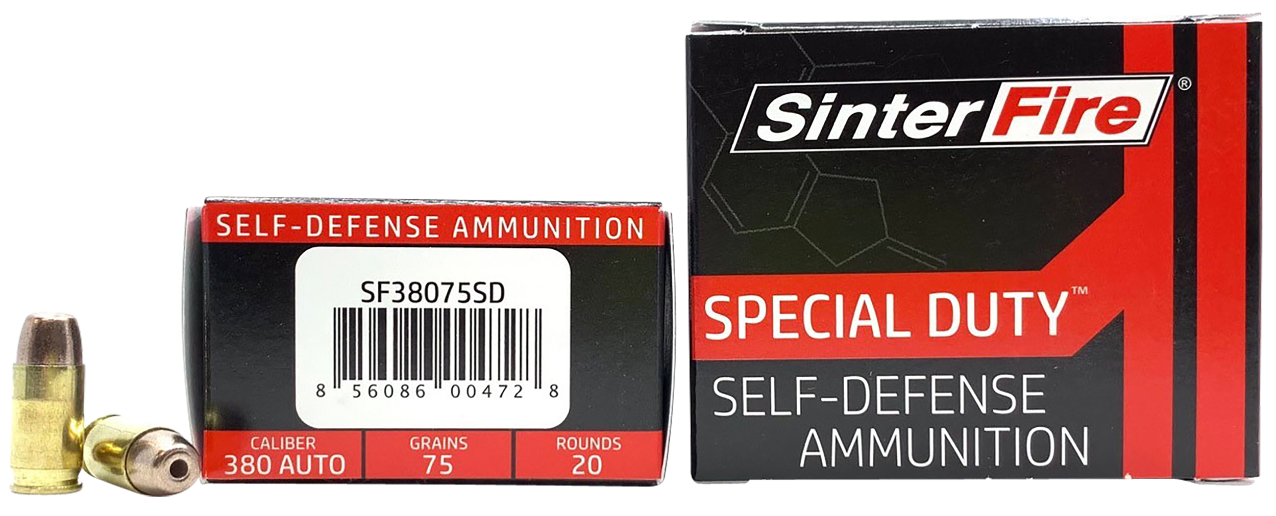 SinterFire Special Duty Ammunition 380 ACP 75 Grain Frangible Hollow Point Lead Free 20RD