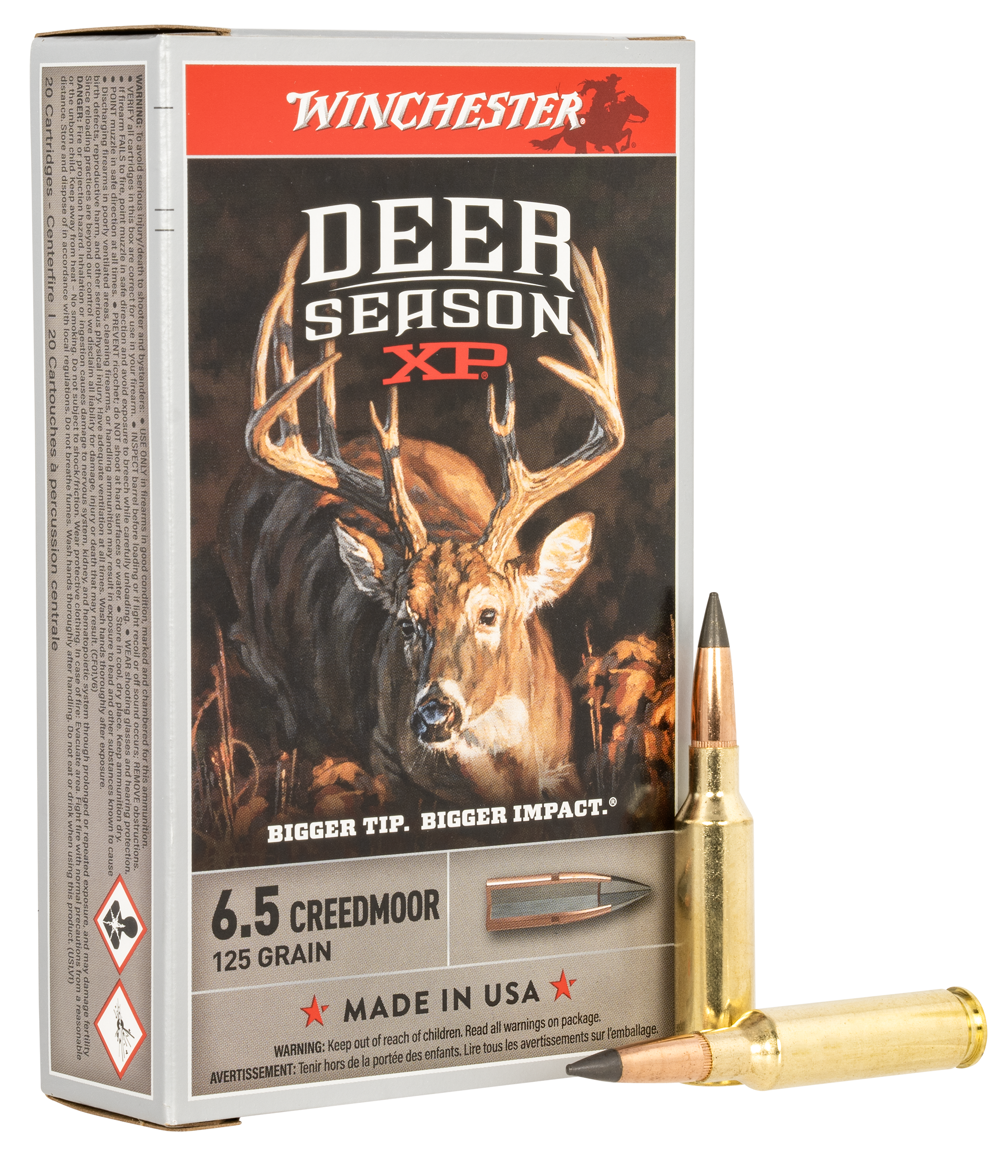 Winchester Deer Season XP Ammunition 6.5 Creedmoor 125 Grain Extreme Point Polymer Tip 20RD