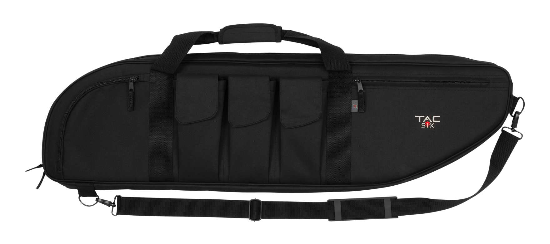 Tac Six 10928 Batallion Tactical Rifle Case with 3 Mag Pockets, Front & Rear Accessory Pockets, Detachable Shoulder Strap & Black Finish 38" L