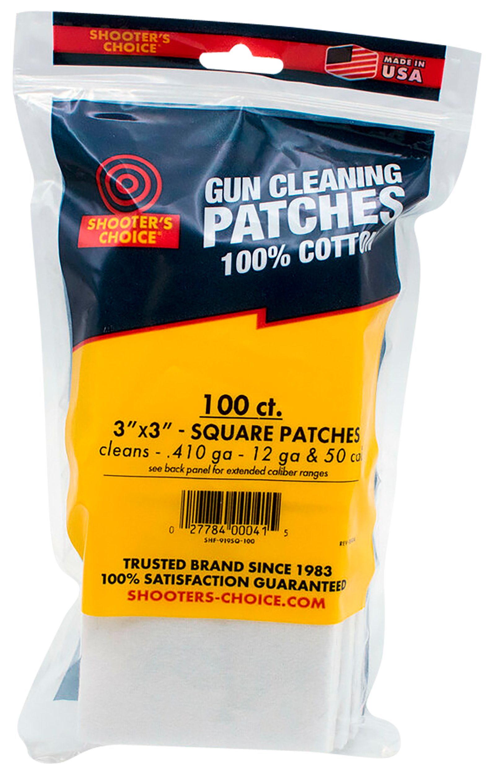 Shooters Choice 919SQ100 Cleaning Patches.50 Cal/Multi-Gauge 3" Cotton 100 Per Pkg