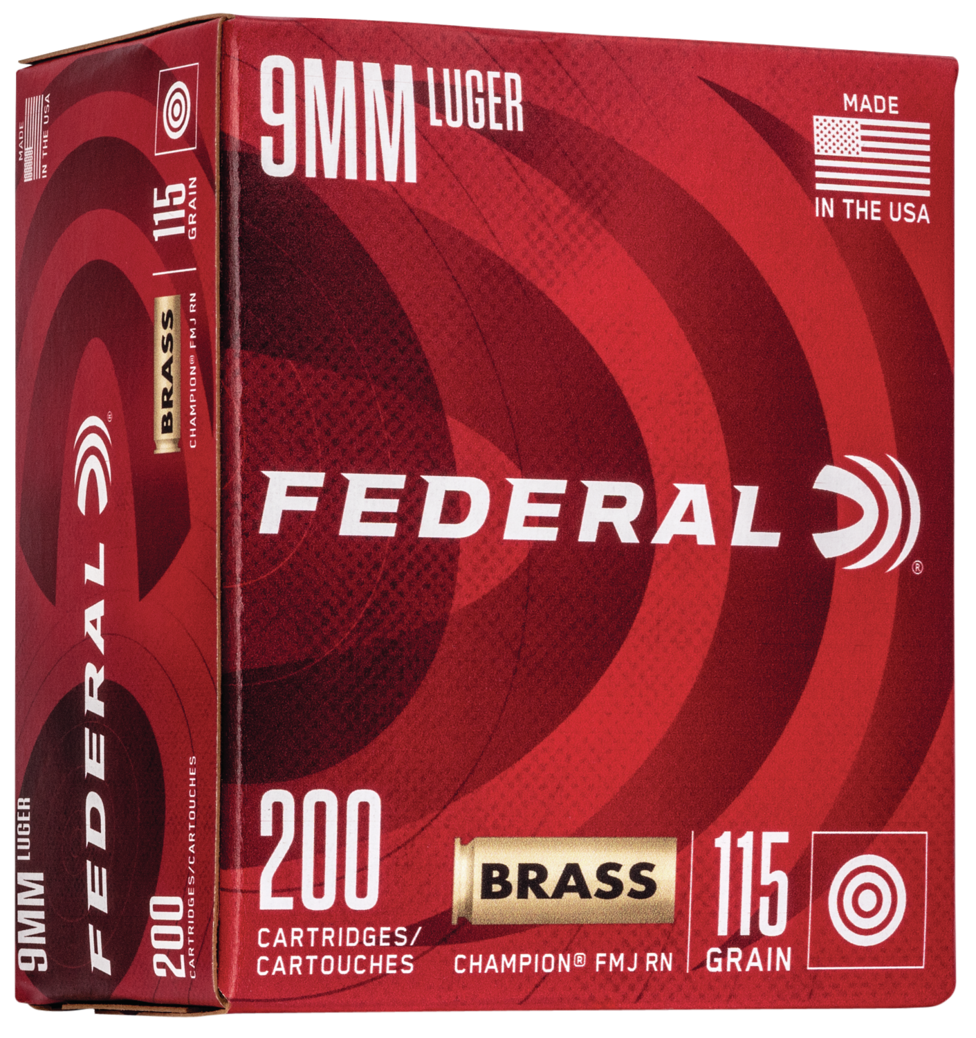 Federal WM51992 Champion Training 9mm Luger 115 gr FMJ200 Per Box/5 Cs