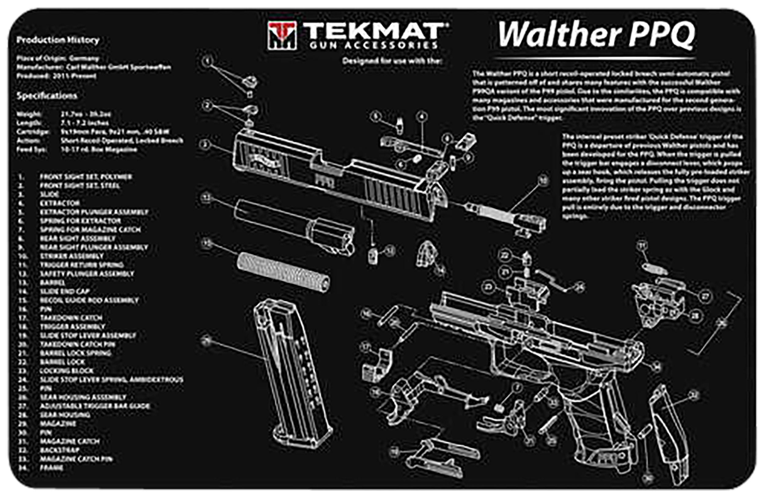 TekMat TEKR17WALQ5SF Walther Q5 SF Cleaning Mat