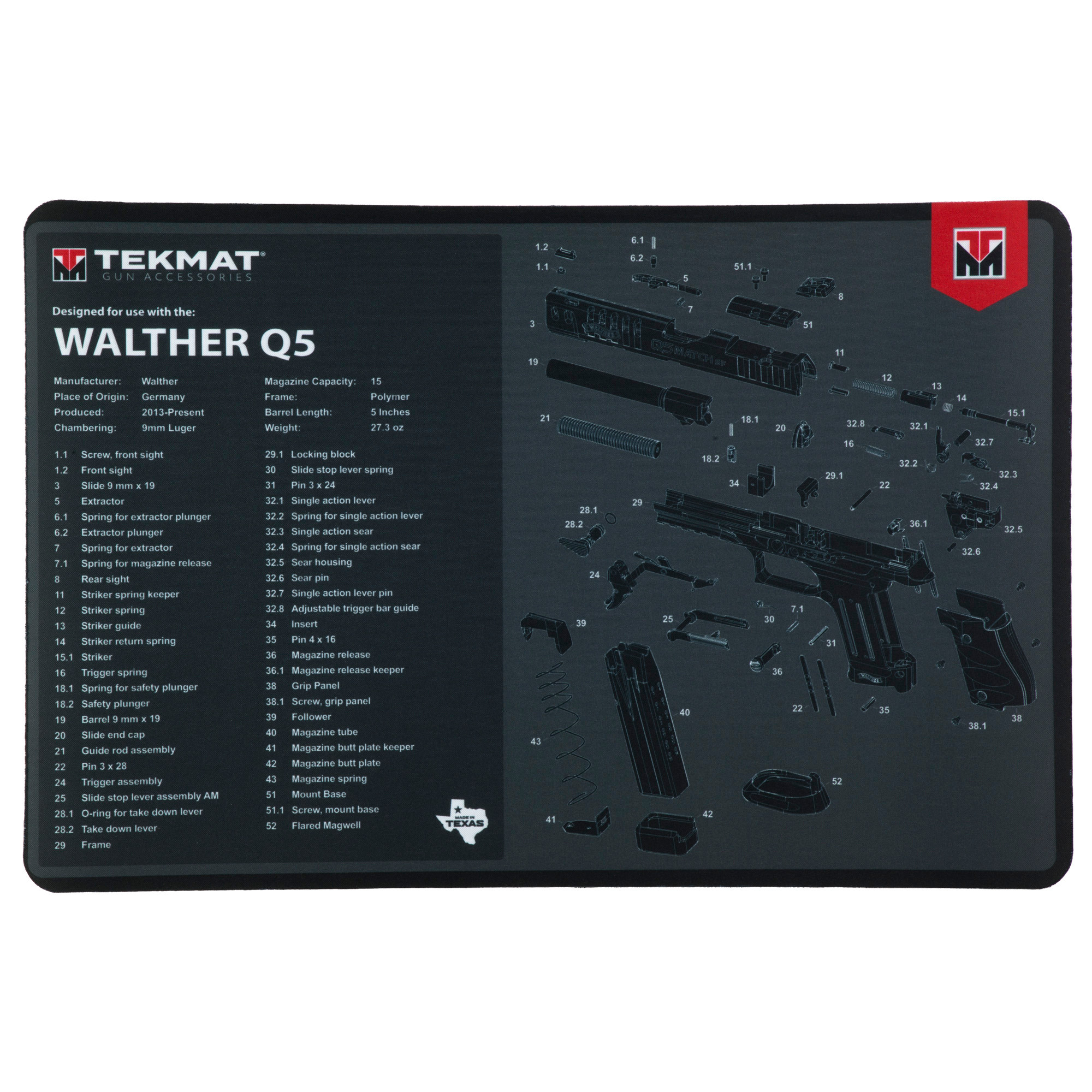 TekMat TEKR17WALQ5SF Walther Q5 SF Cleaning Mat