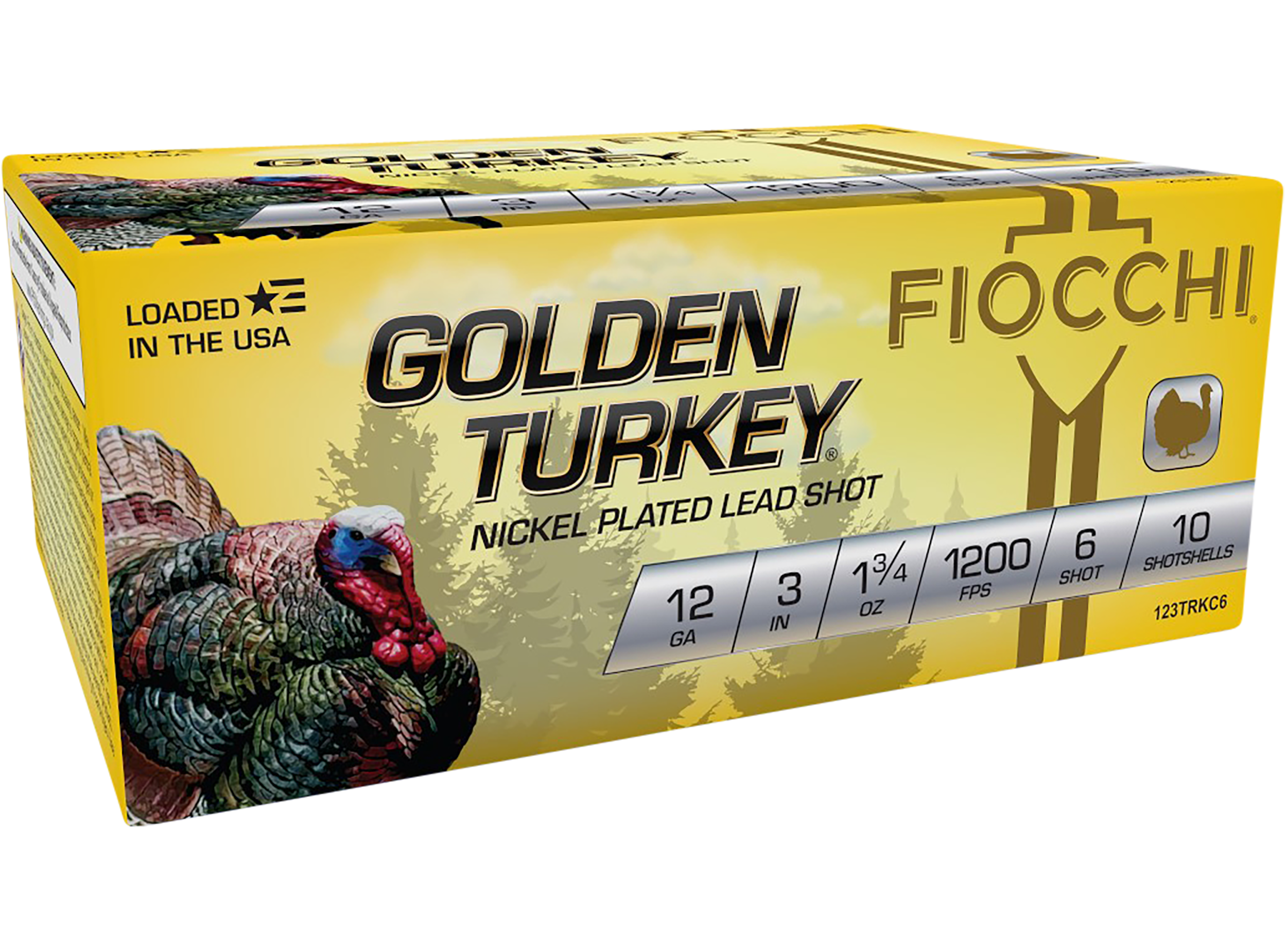 Fiocchi 123TRKC6 Golden Turkey Hunting 12 Gauge 3" 1 3/4 oz 6 Shot 10 Per Box/ 10 Cs