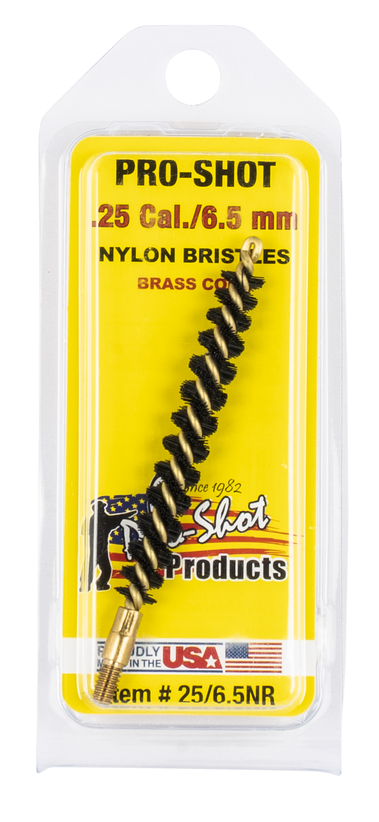 Pro-Shot 2565NR Bore Brush25 Cal/6.5mm Rifle #8-32 Thread Nylon Bristles Brass Core
