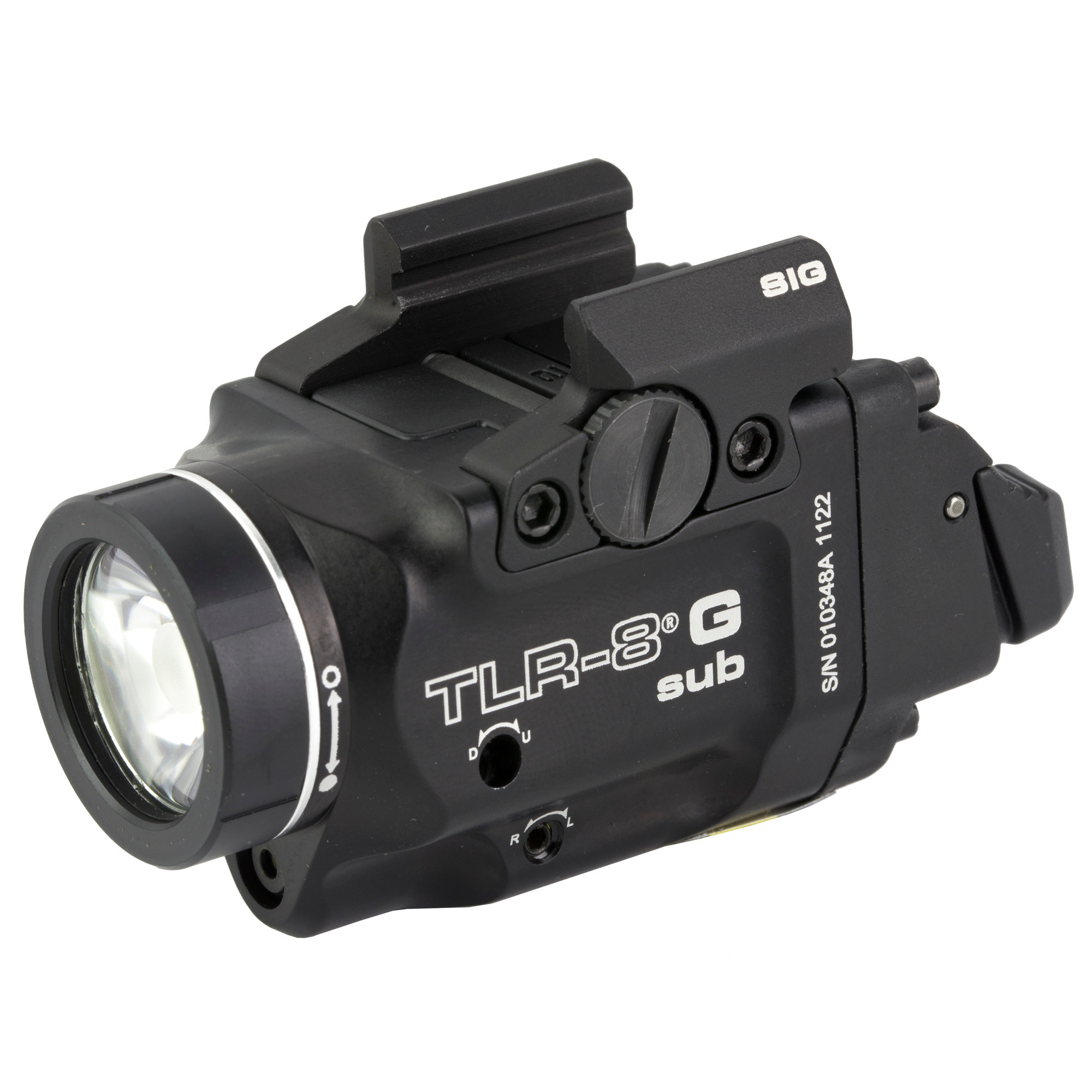 Streamlight 69437 TLR-8 Sub w/Laser Green Laser 500 Lumens 640-660nM Wavelength, Black 141 Meters Beam Distance, Fits Sig P365/P365XL Handgun Rail Clamp Mount