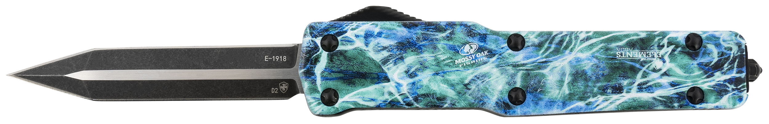 Templar Knife MZMOS121 Premium Weighted Slim 3.16" OTF Dagger Plain Black Oxide Stonewashed Powdered D2 Steel Blade/4.93" Mossy Oak Seafoam Aluminum Zinc Alloy Handle