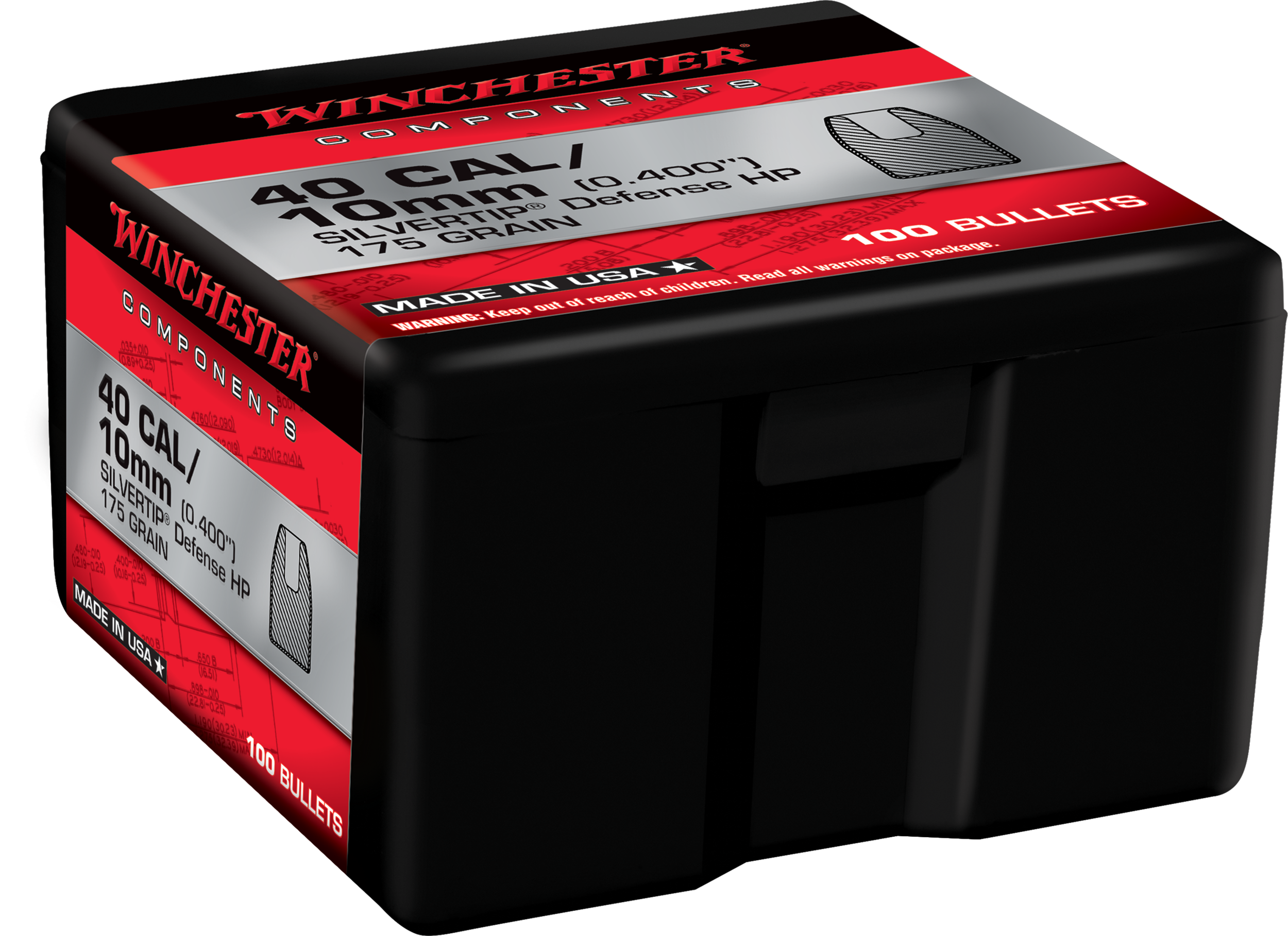 Winchester AmmoCenterfire Handgun Reloading 40 S&W .400 175 gr Silvertip Hollow Point 100 Per Box