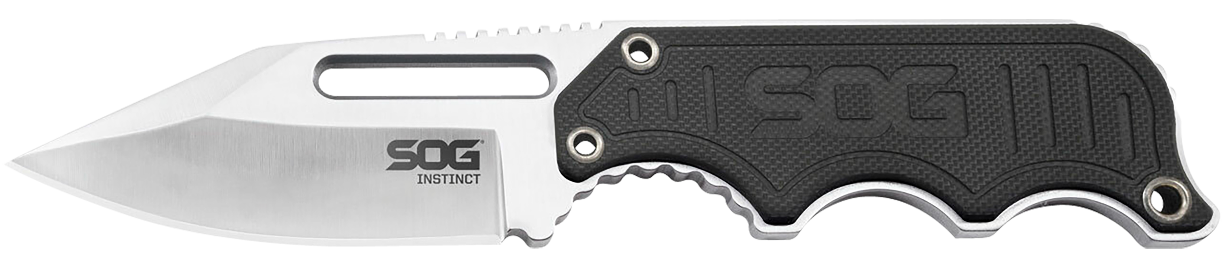 S.O.G SOGNB1012CP Instinct2.30" Fixed Clip Point Plain Satin Polished 5Cr15MoV SS Blade Black/Silver G10/SS Handle Includes Sheath