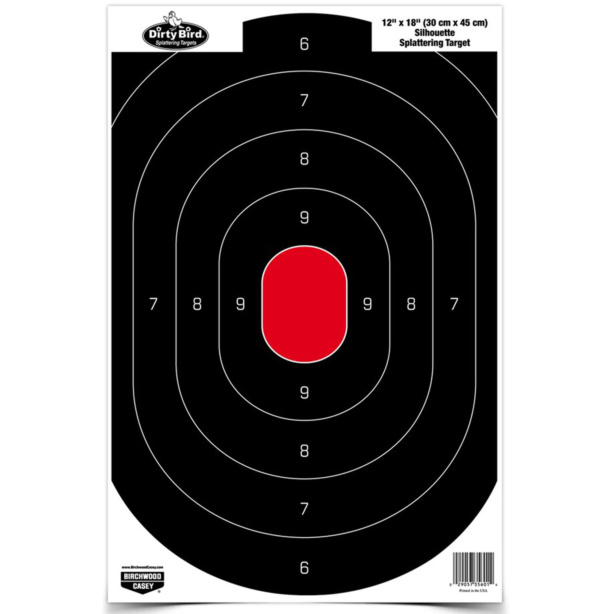 Birchwood Casey 35608 Dirty BirdSilhouette Tagboard Hanging Pistol 12" x 18" Black/White 8 Per Pkg