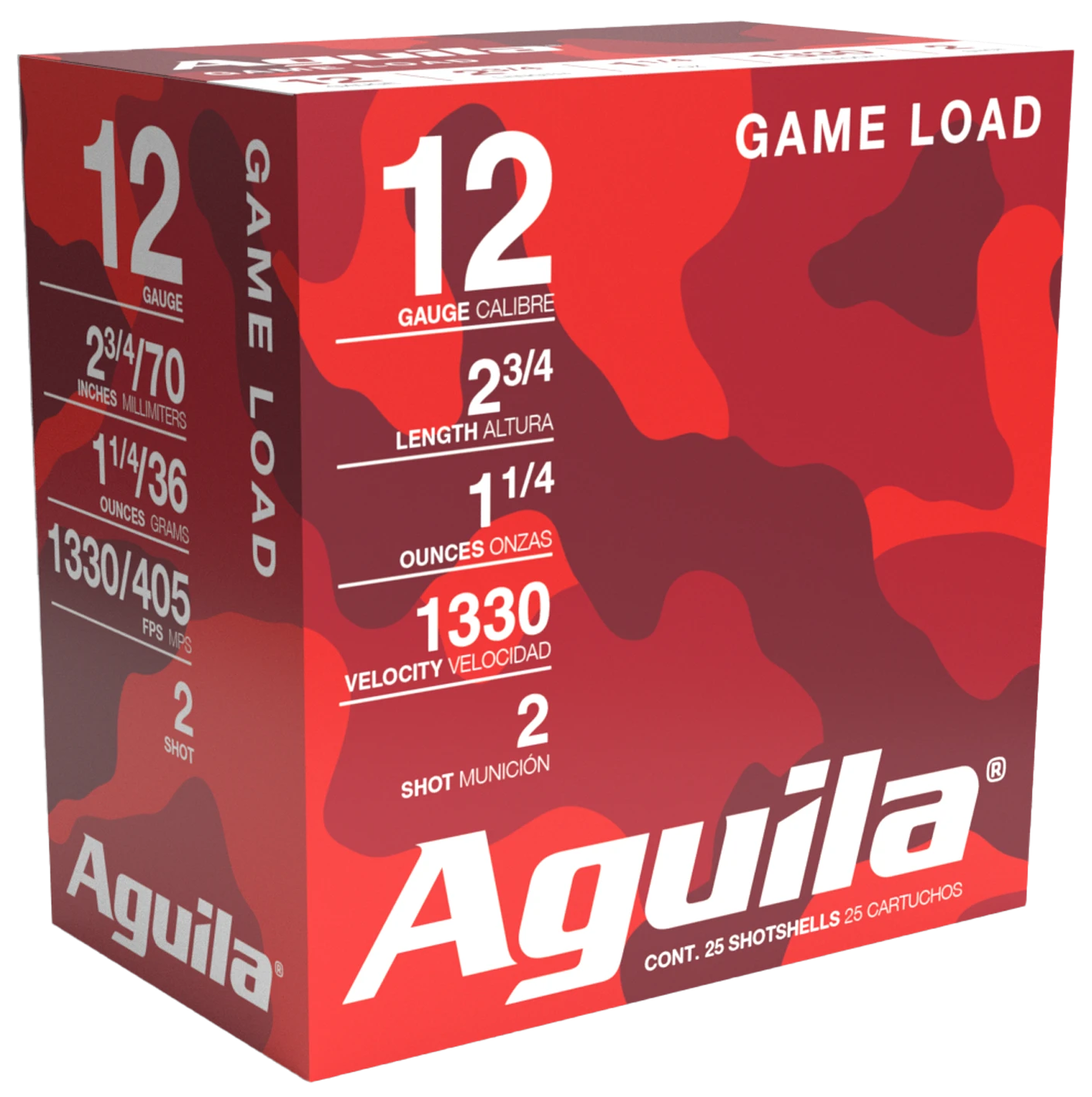 Aguila 1CHB1202 Birdshot High Velocity 12 Gauge 2.75" 1 1/4 oz 2 Shot 25 Per Box/ 10 Cs