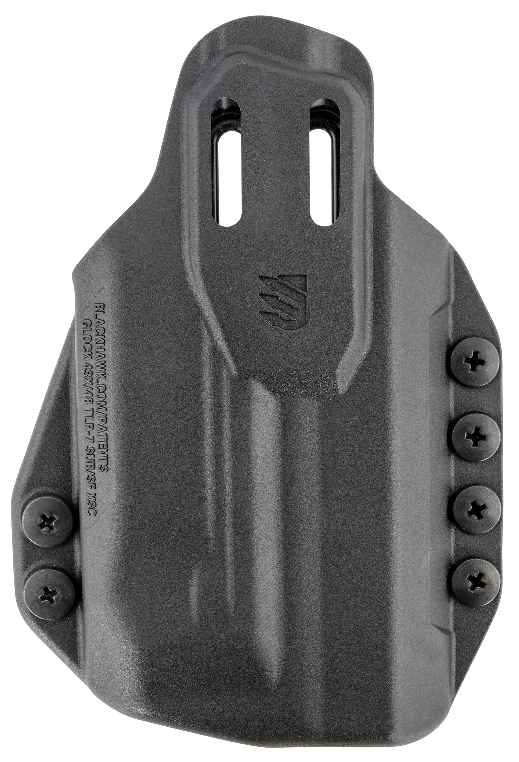 Blackhawk 416476BK StacheIWB Size 76 Black Polymer Belt Clip Fits Glock 43X/48 w/SureFire XSC Ambidextrous