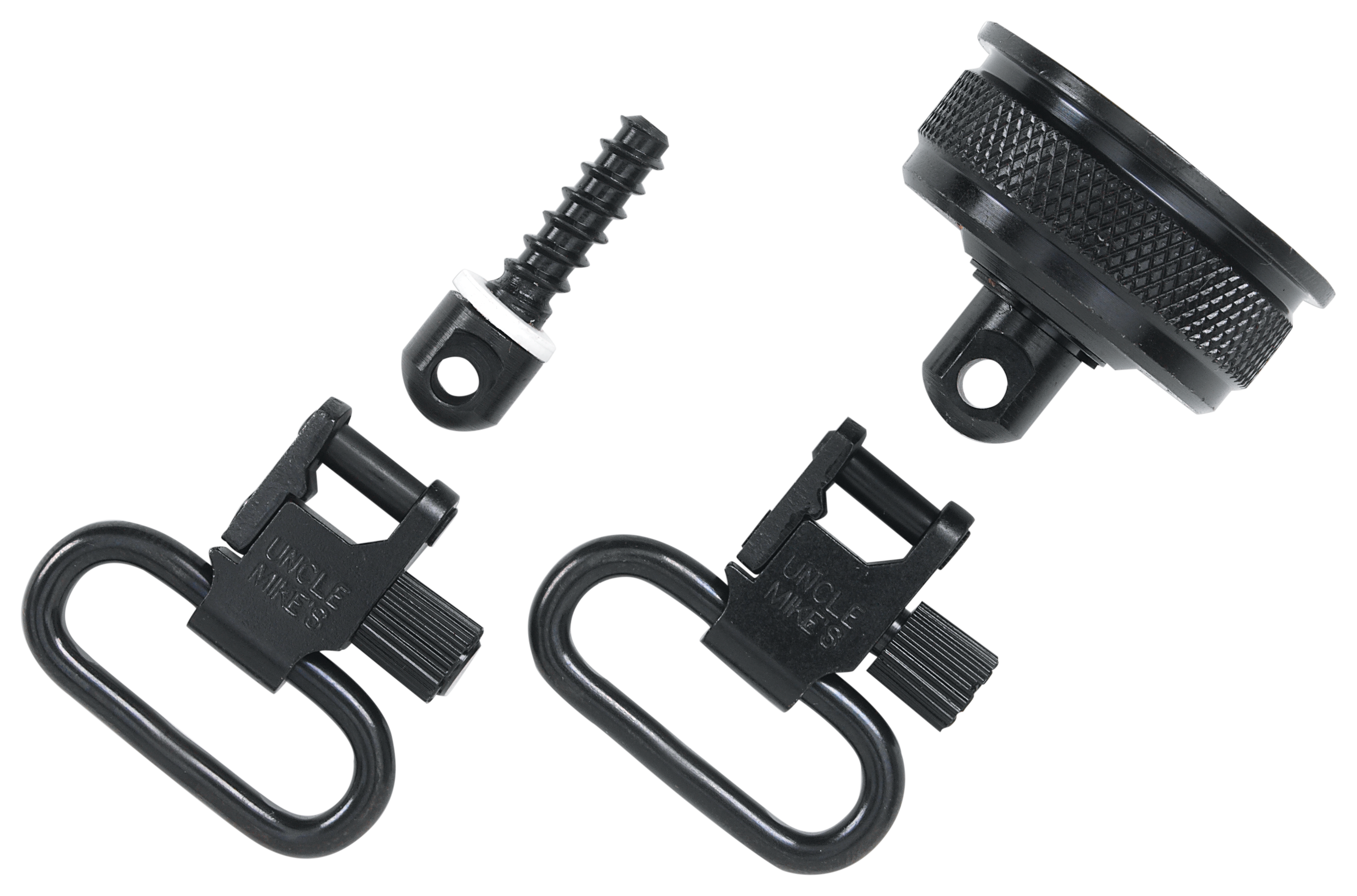 Uncle Mike's 18032 Mag Cap Swivel Set made of Steel with Blued Finish, 1" Loop Size & Quick Detach Style for 12 Gauge Remington 11-87 Includes Two Super Swivels