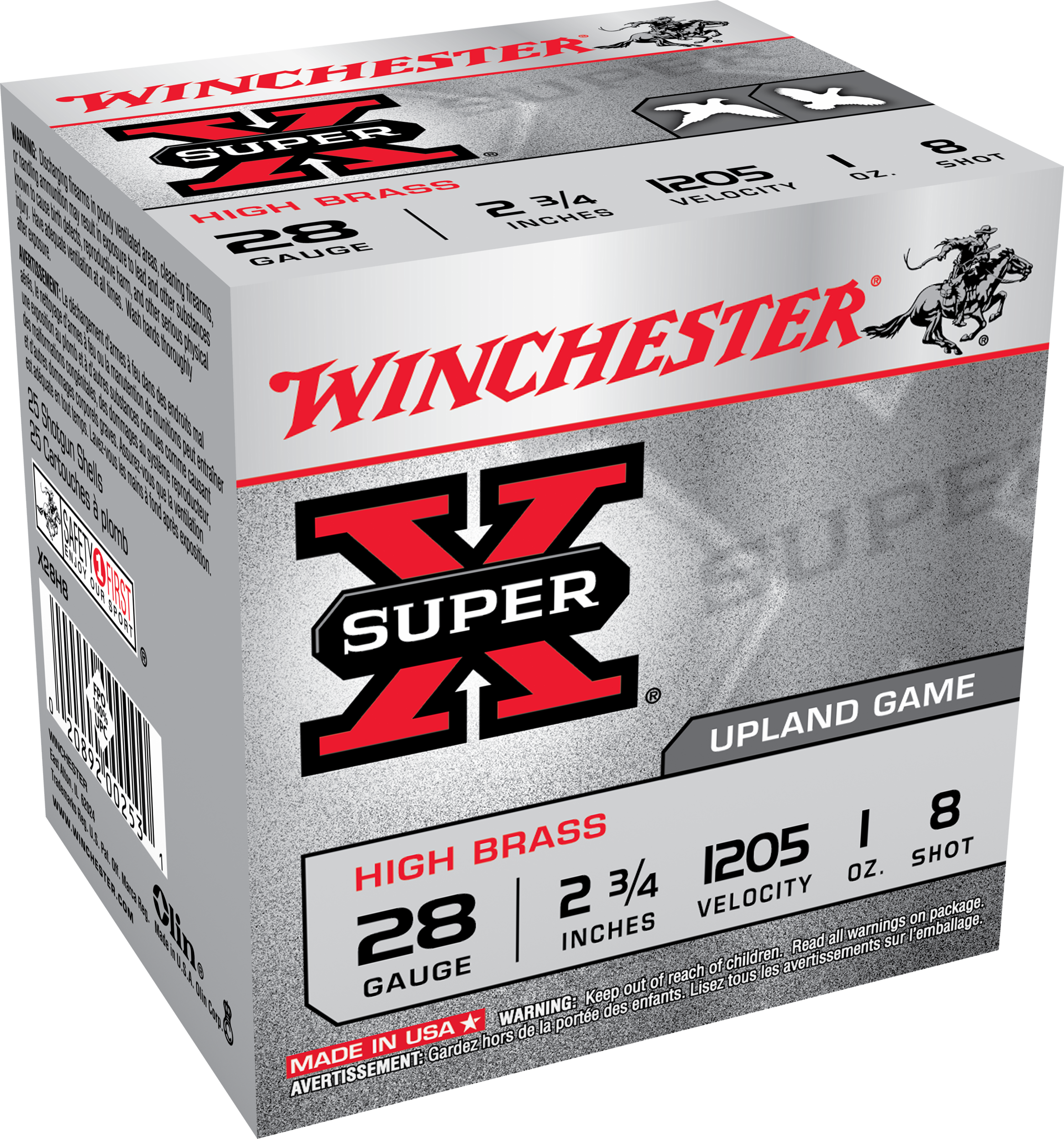 Winchester Super-X High Brass Ammunition 28 Gauge 2-3/4" 1 oz #8 Shot Box of 25