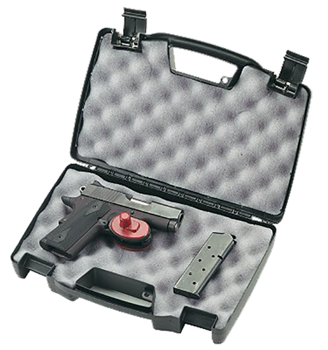 Plano 140300 Protector Pistol Case made of Polymer with Black Finish, Heavy-Duty Latches, Foam Padding & Lockable Tabs 11.50" x 7.50" x 2.75" Interior Dimensions Holds Single Handgun