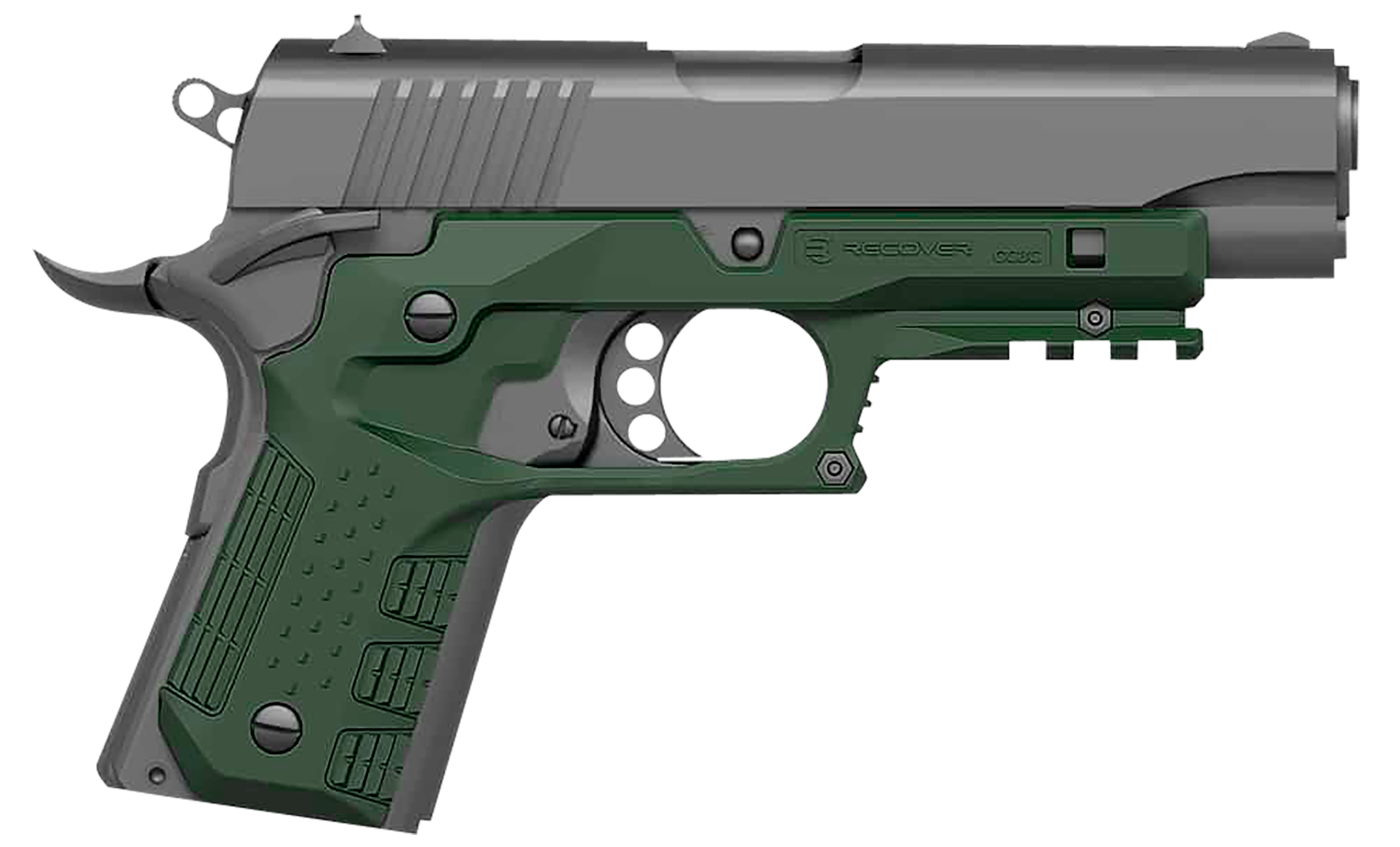 Recover Tactical CC3C03 Grip & Rail SystemGreen Polymer Picatinny for Compact 1911