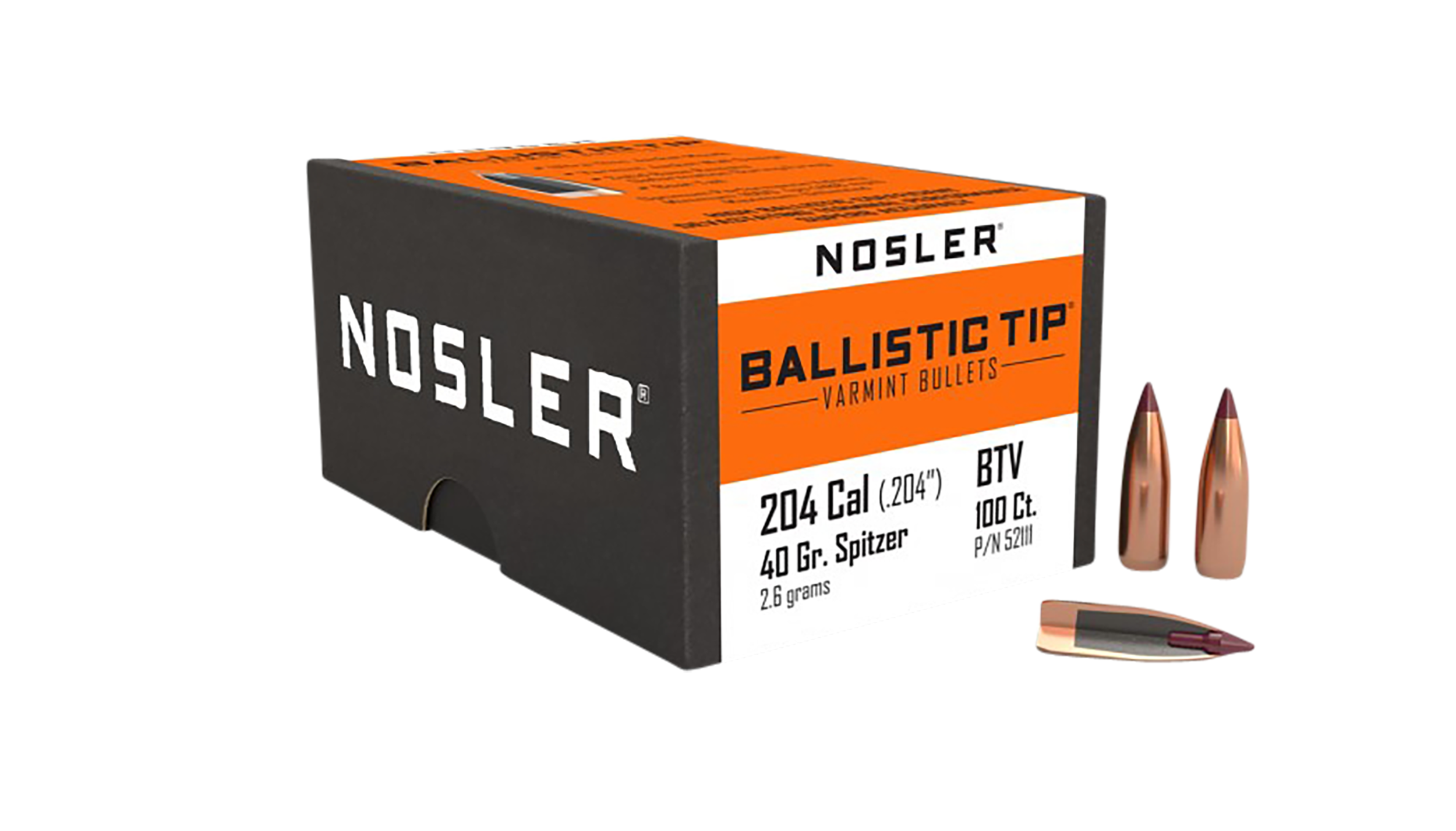 Nosler 52111 Ballistic Tip Varmint 204 Ruger .204 40 gr Spitzer 100 Per Box