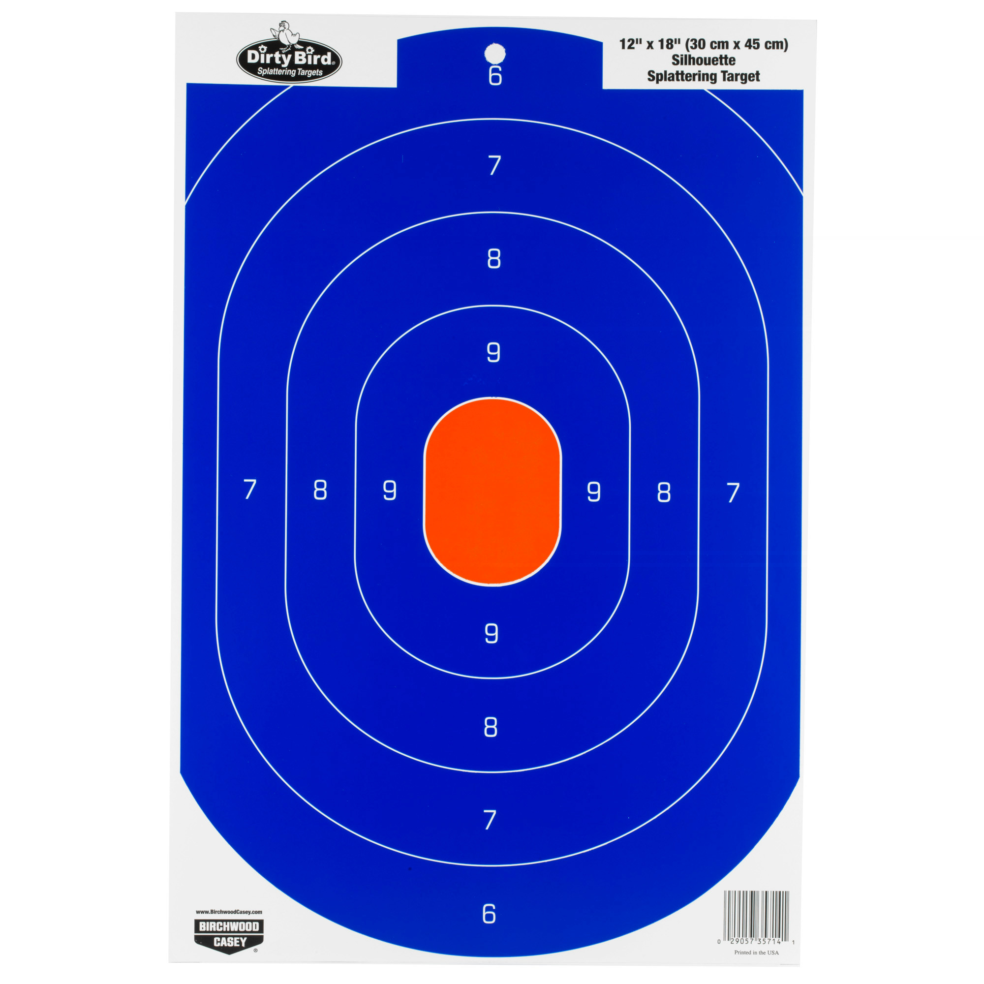 Birchwood Casey 35718 Dirty BirdSilhouette Tagboard Hanging Universal 12" x 18" Blue/Orange 8 Per Pkg