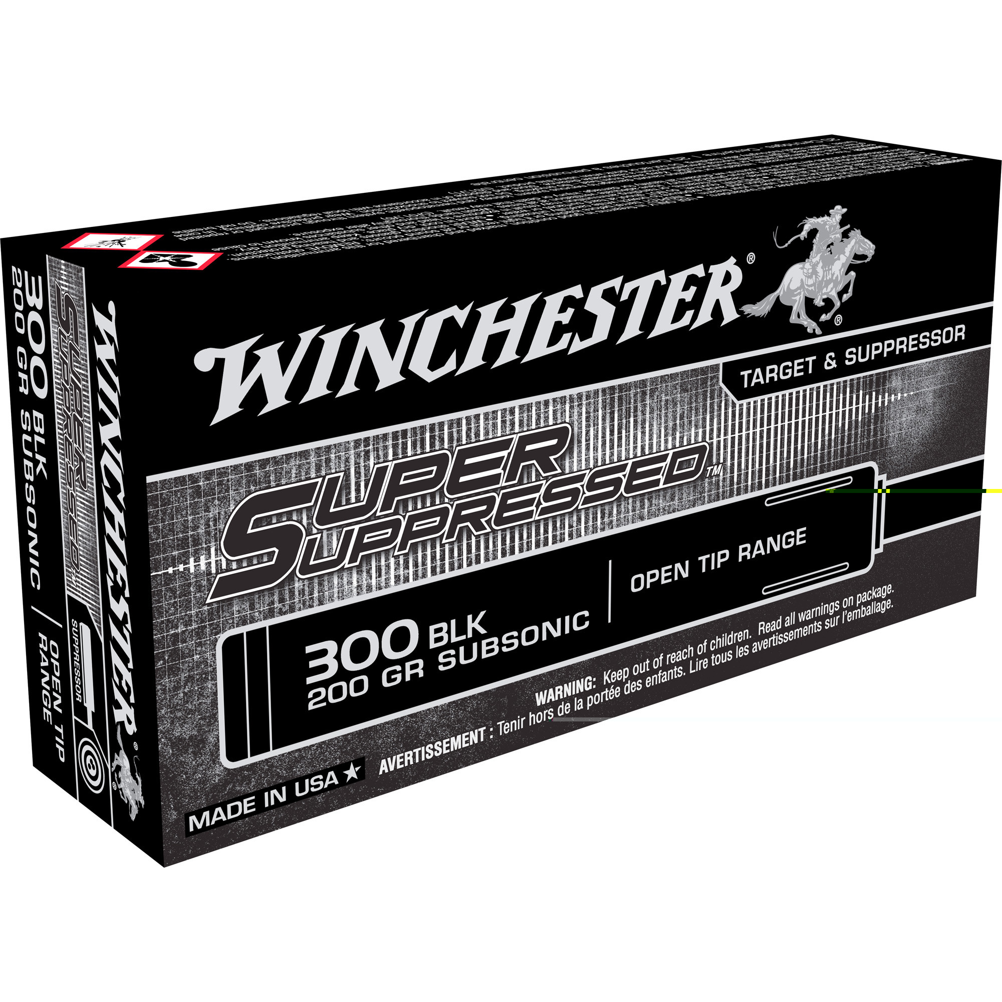 Winchester Super Suppressed Ammunition 300 AAC Blackout Subsonic 200 Grain Open Tip 20RD