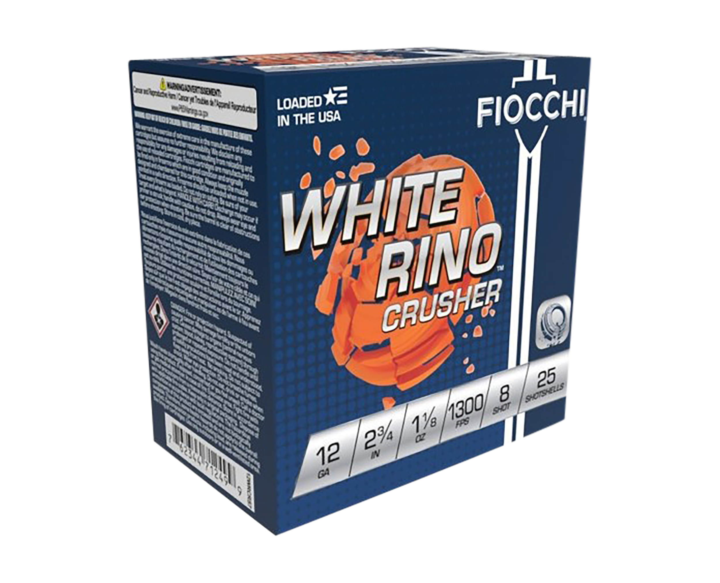 Fiocchi 12WRCRS8 Exacta Target White Rino Crusher 12 Gauge 2.75" 1 1/8 oz 8 Shot 25 Per Box/10 Cs