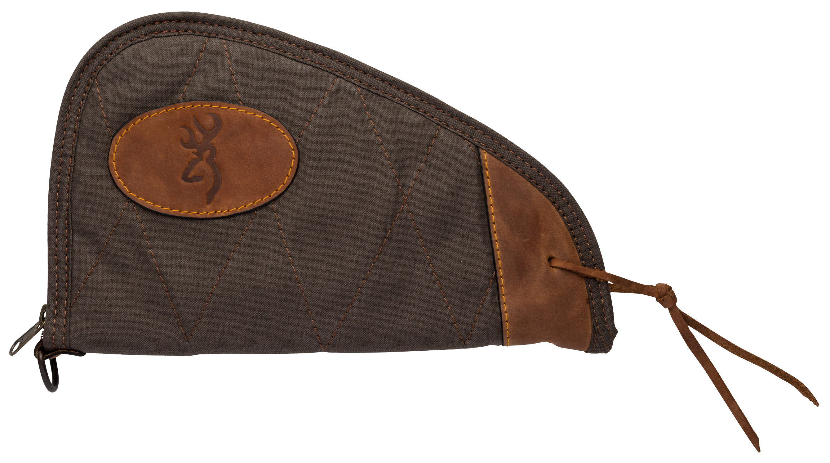 Browning 1423886911 Lona Pistol Rug made of Canvas with Flint Finish & Brown Leather Trim, Closed-Cell Foam Padding, Felt Lining & Zipper 11" L