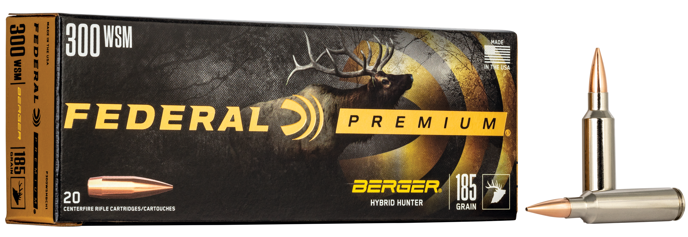 Federal Premium Ammunition 300 Winchester Short Magnum (WSM) 185 Grain Berger Hybrid Hunter 20RD