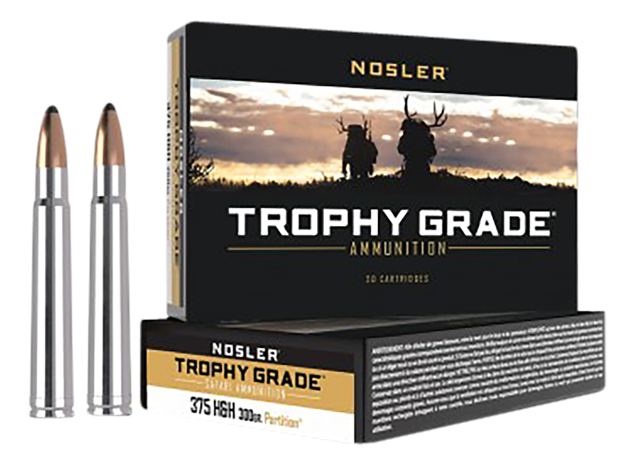 Nosler Safari Ammunition 375 H&H Magnum 300 Grain Partition 20RD