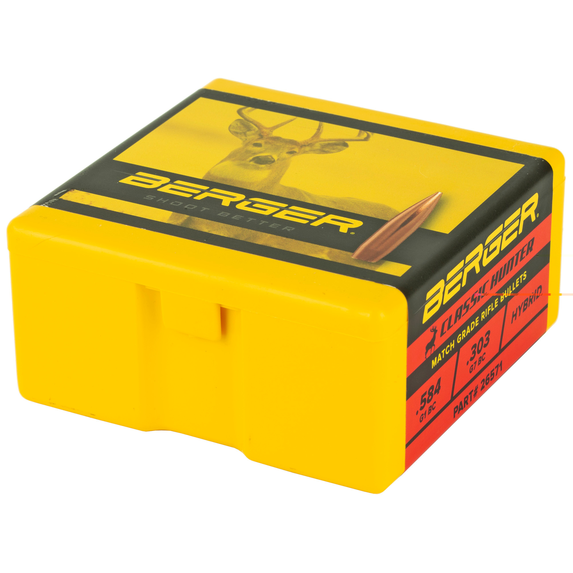 Berger Classic Hunter Hunting Bullets 264 Caliber, 6.5mm (264 Diameter) 135 Grain Hollow Point Boat Tail Box of 100
