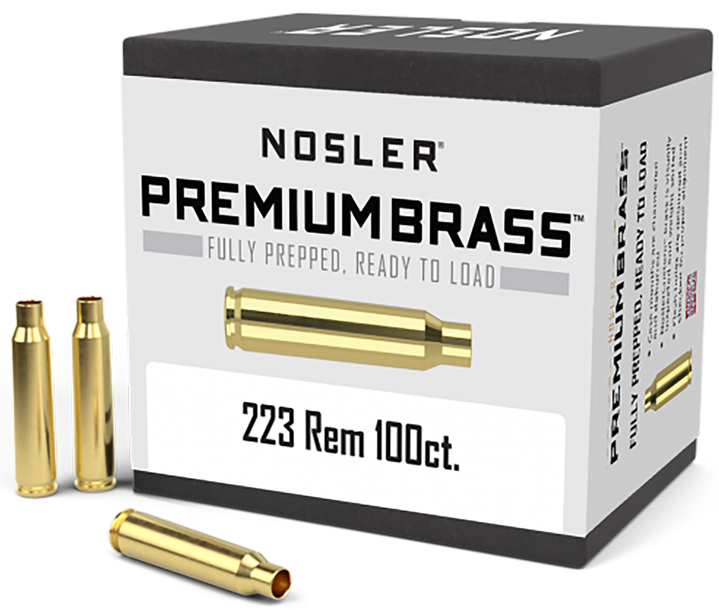 Nosler 10098 Premium Brass Unprimed Cases 223 Rem Rifle Brass 100 Per Box