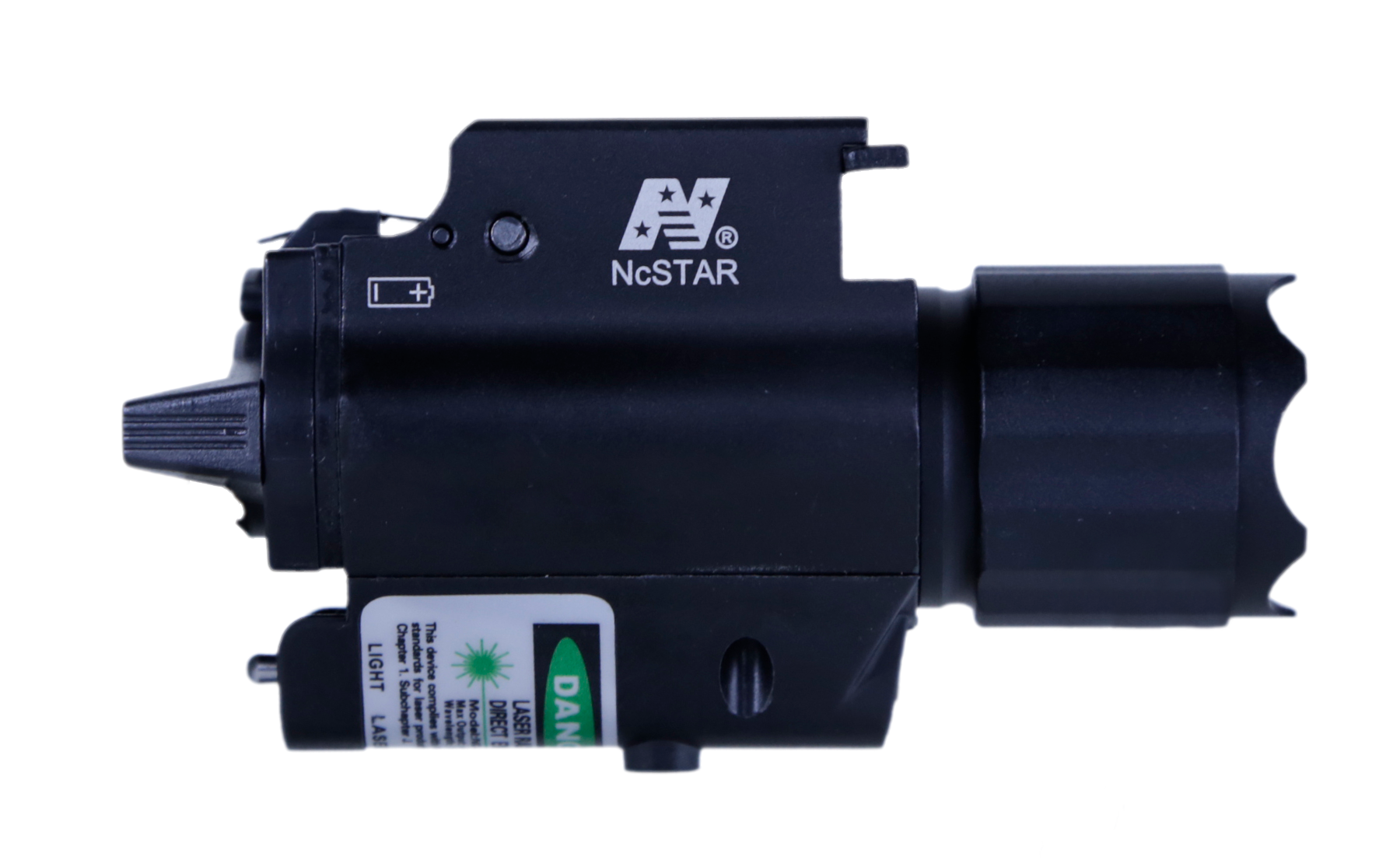 NcStar AQPFLSG 200L Laser/Flashlight For Universal w/Accessory Rail 200 Lumens/5mW Output White Cree LED Light/Green Laser QR Weaver/Picatinny Mount Black Anodized Aluminum