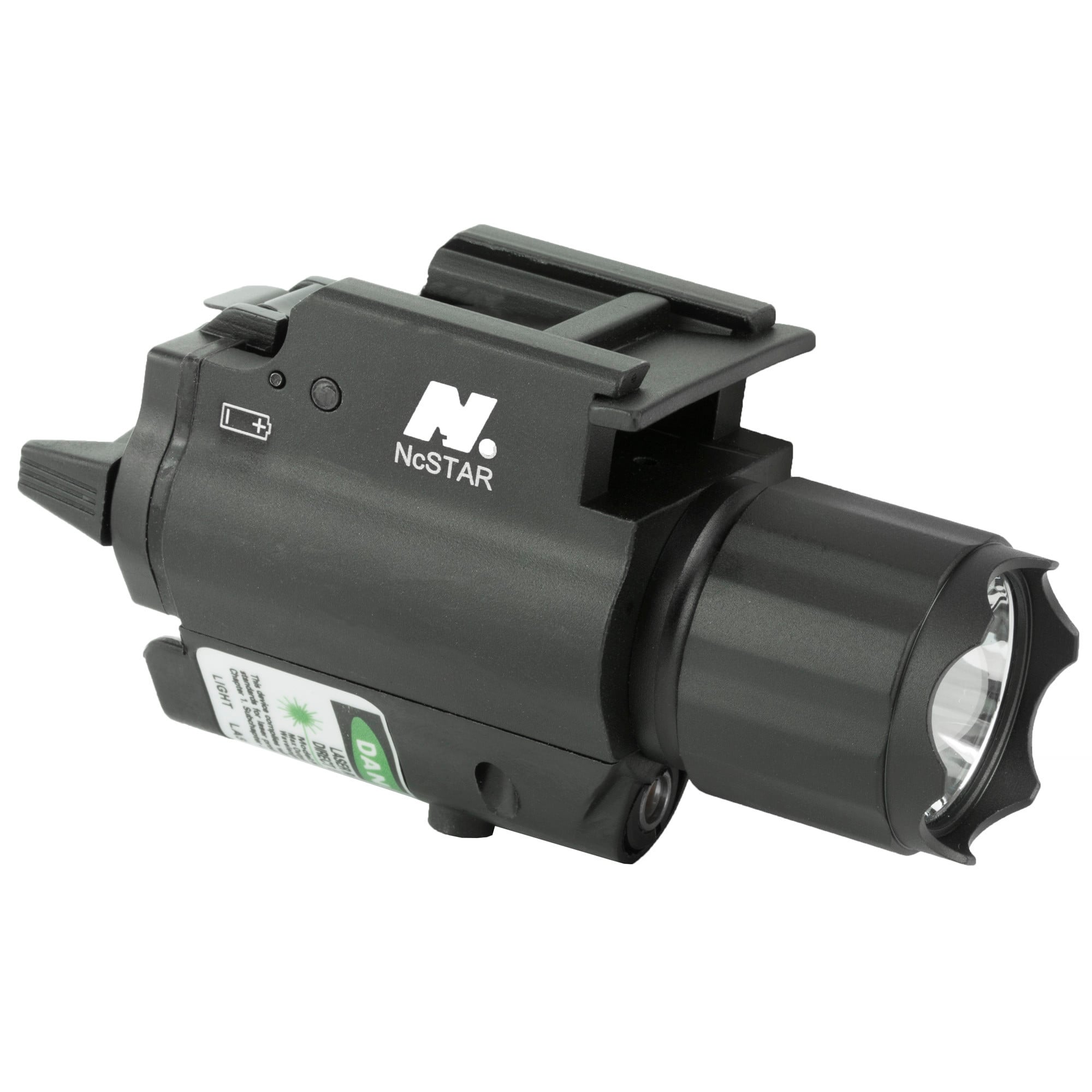 NcStar AQPFLSG 200L Laser/Flashlight For Universal w/Accessory Rail 200 Lumens/5mW Output White Cree LED Light/Green Laser QR Weaver/Picatinny Mount Black Anodized Aluminum