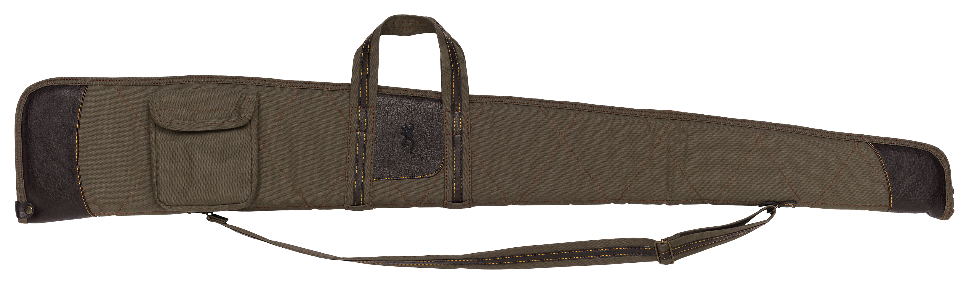 Browning 1415048452 Laredomade of Cotton Canvas with Leather Trim, Olive Finish & Brown Accents, Closed-Cell Foam Padding, Side Pocket & Felt Lining 50.50" L x 2" D x 10" H Interior Dimensions