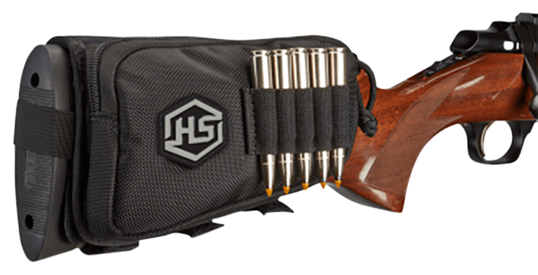Hunters Specialties 01620 Buttstock Shell HolderWith Pouch Holds 5 Cartridges Black Polyester