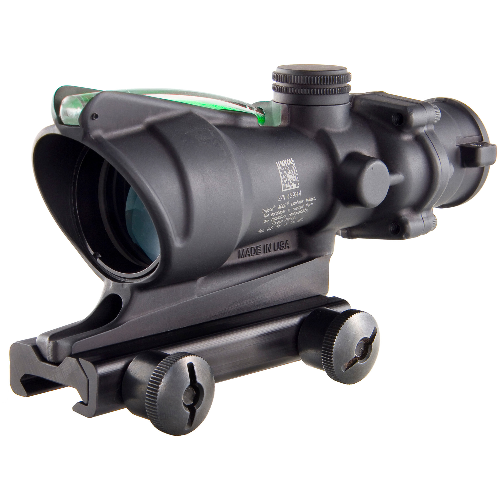 Trijicon 4x32 Acog Rifle Scope Matte, .223 Green Chevron, w/ Picatinny Adapter