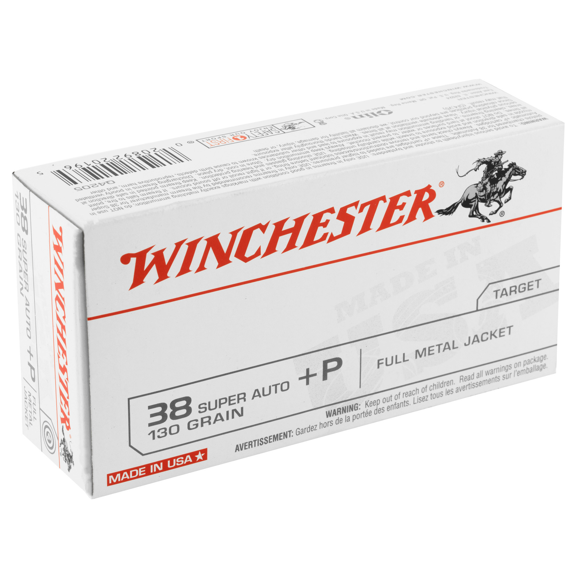 Winchester USA Ammunition 38 Super +P 130 Grain Full Metal Jacket